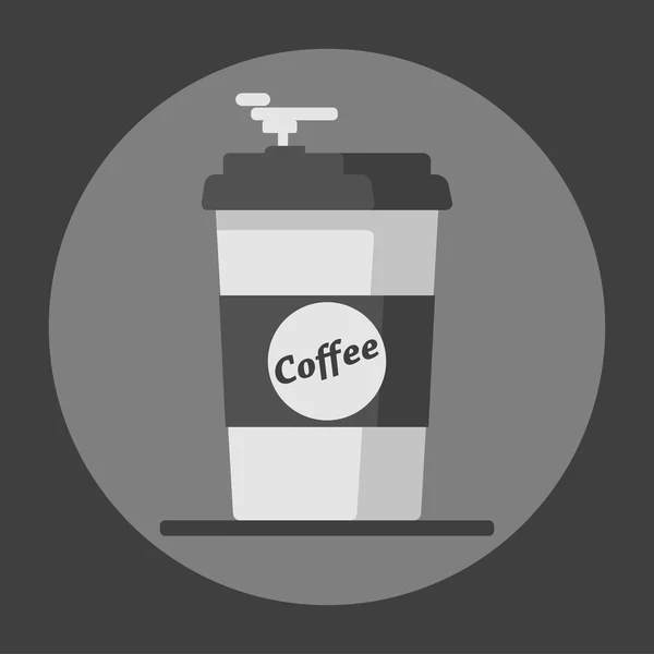 Ikona filiżanki kawy z tekstem na szarym tle. Płaska ilustracja wektorowa — Wektor stockowy