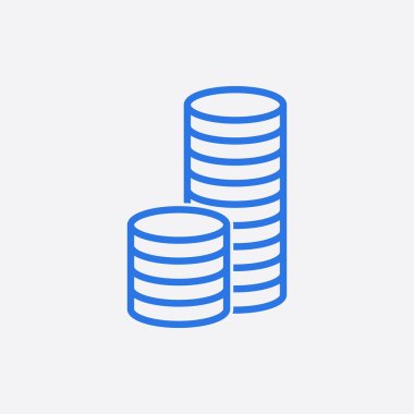 Para simgesi. Mavi paralar düz vektör çizim