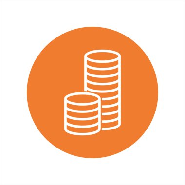 Yığın sikke simge. Para düz vektör çizim turuncu zemin üzerine