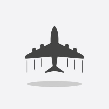 Uçak simgesi. Siyah düz vektör çizim