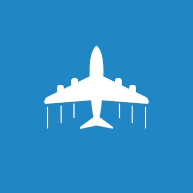 Uçak simgesi. Uçak düz vektör çizim mavi zemin üzerine