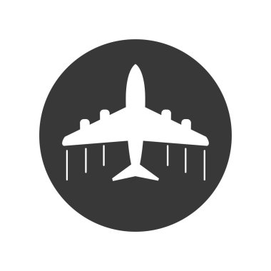 Uçak simgesi. Uçak düz vektör çizim gri arka plan üzerinde