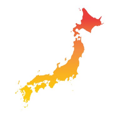 Japonya Haritası. Renkli turuncu vektör çizim