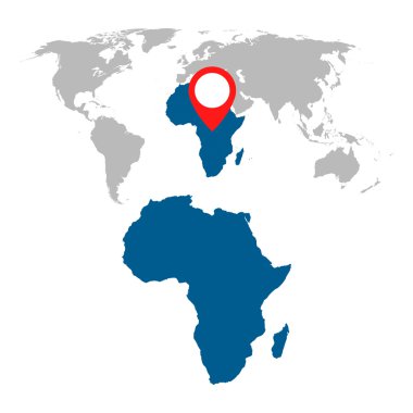 Detaylı harita Afrika ve dünya harita navigasyon ayarlayın. Düz vektör çizim.