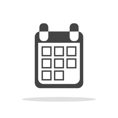 Beyaz arka plan daki takvim simgesi, vektör çizimi. Düz stil. Tasarım için simgeler, web sitesi.