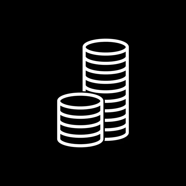Stack mynt ikon. Pengar platt vektor illustration på svart bakgrund — Stock vektor