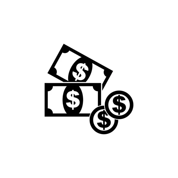 Ícone do dinheiro. Moedas pretas ilustração vetorial plana —  Vetores de Stock