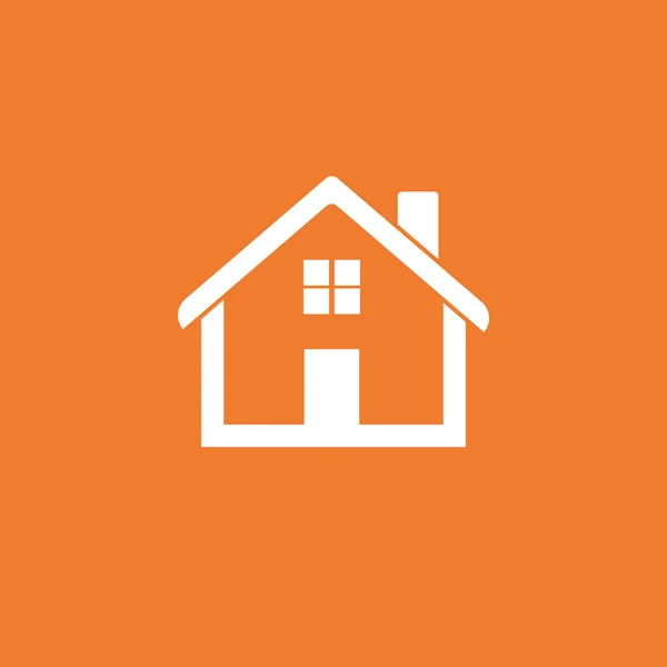 Home-Symbol. Haus flache Vektor-Illustration auf orangefarbenem Hintergrund — Stockvektor