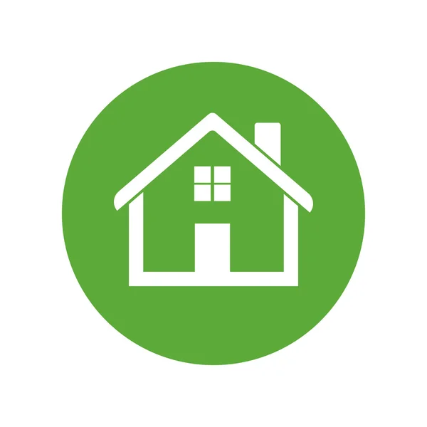 Домашня піктограма. Будинок плоский Векторні ілюстрації на зеленому фоні — стоковий вектор