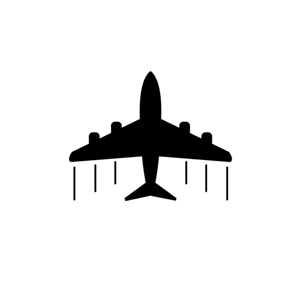 Значок самолета. Черная плоская векторная иллюстрация — стоковый вектор