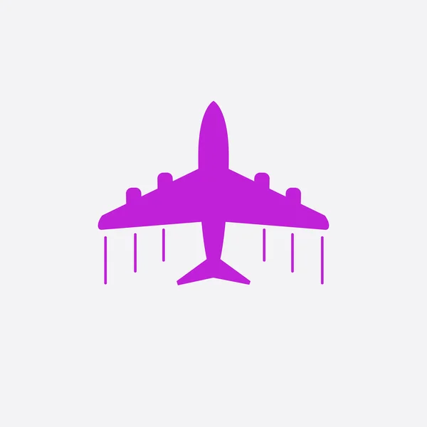 Ícone de avião. Ilustração do vetor liso roxo — Vetor de Stock