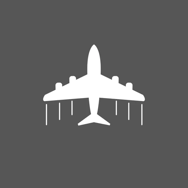 Icono de avión. Ilustración del vector plano del avión sobre fondo gris — Archivo Imágenes Vectoriales