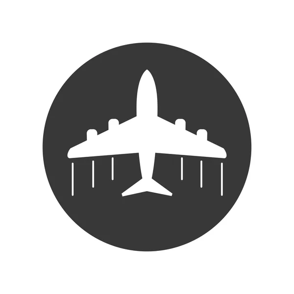 Значок самолета. Плоская векторная иллюстрация самолета на сером фоне — стоковый вектор
