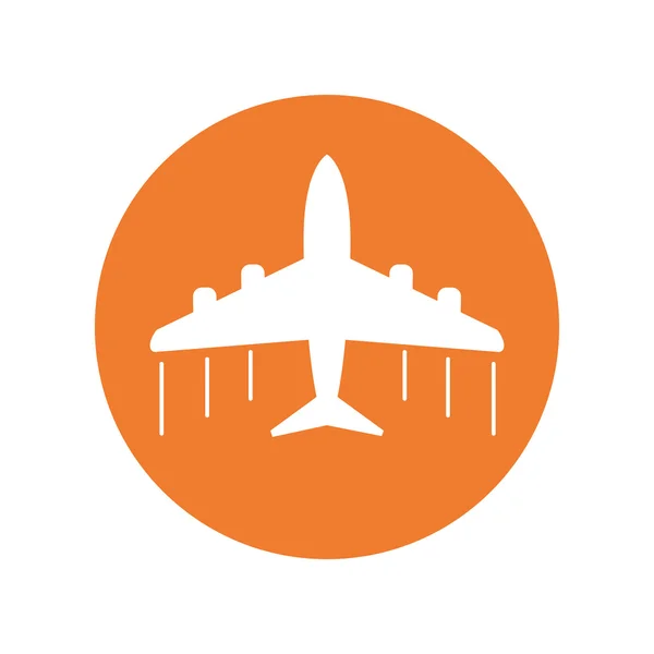 Plane icon. Airplane flat vector illustration on orange background — Stock Vector