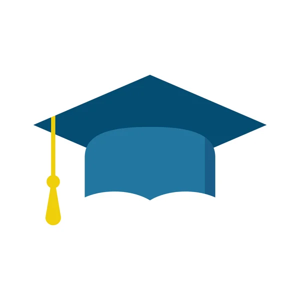 Καπάκι αποφοίτησης επίπεδο εικονίδιο σχέδιο. Ολοκληρώστε το εκπαιδευτικό σύμβολο. Το στοιχείο εορτασμού της ημέρας αποφοίτησης. Τελετή αποφοίτησης κάλυμμα διάνυσμα σε μαύρο φόντο. — Διανυσματικό Αρχείο