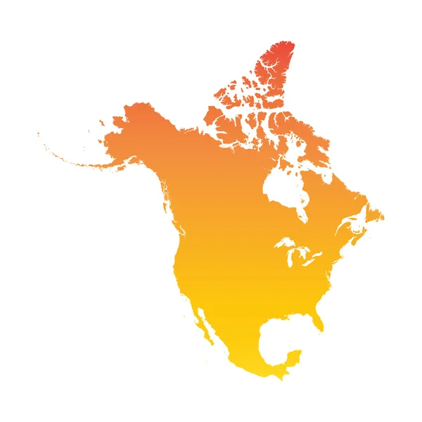 Mapa Ameryki Północnej. Ilustracja kolorowy pomarańczowy wektor — Wektor stockowy
