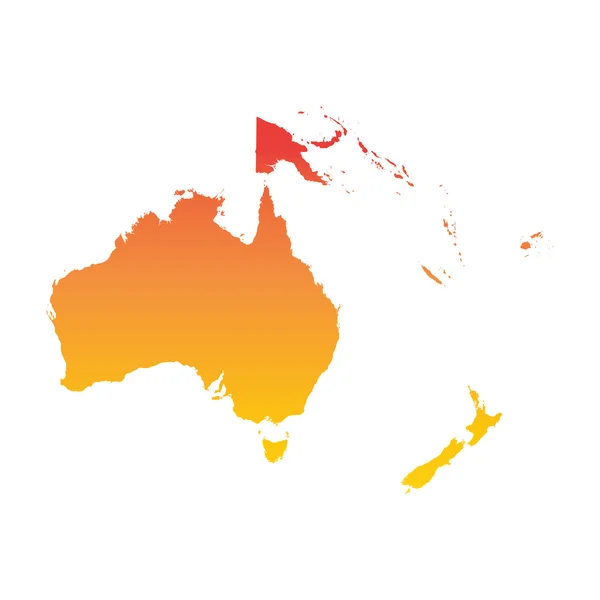 호주 및 오세아니아 지도입니다. 화려한 오렌지 벡터 일러스트 레이 션 — 스톡 벡터