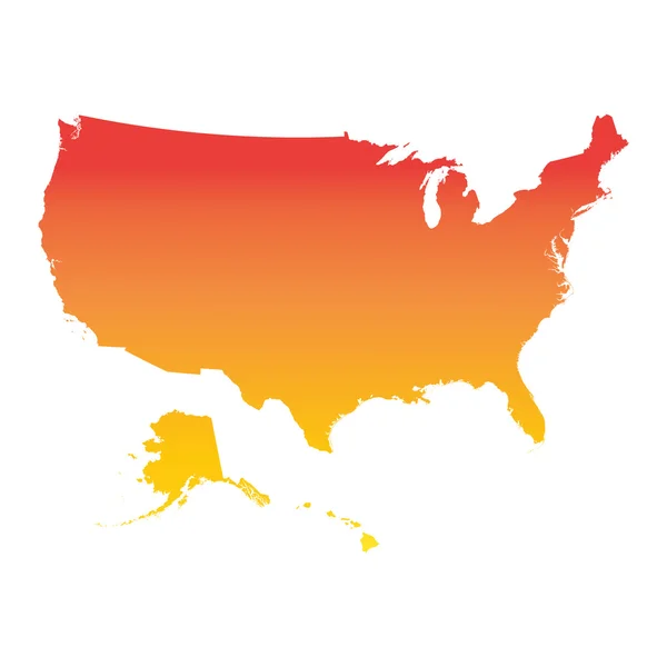 USA, Amerika Birleşik Devletleri harita. Renkli turuncu vektör çizim — Stok Vektör