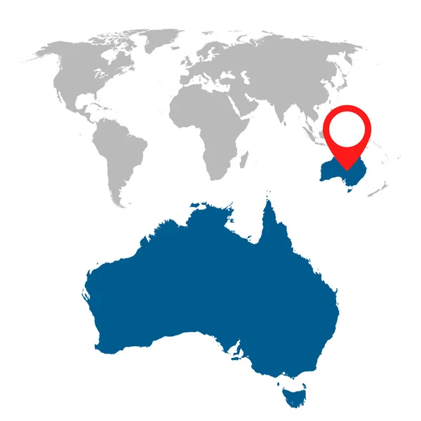 Mapa detalhado da Austrália e conjunto de navegação do mapa do mundo. Ilustração vetorial plana . —  Vetores de Stock