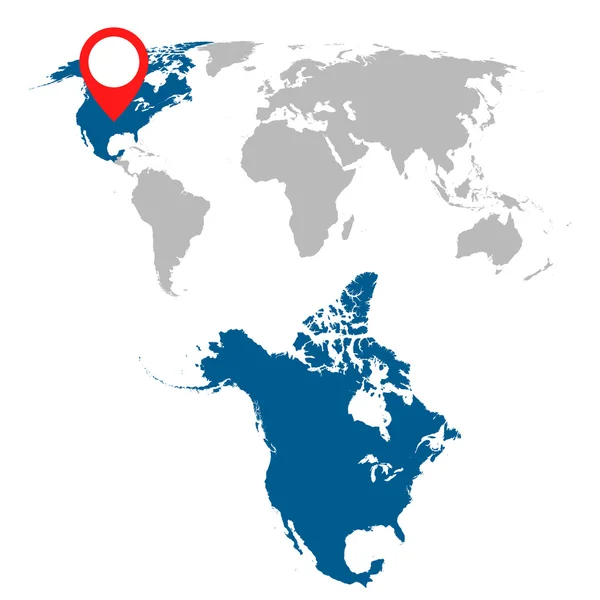 Mapa detalhado do conjunto de navegação da América do Norte e do Mundo. Ilustração vetorial plana . — Vetor de Stock