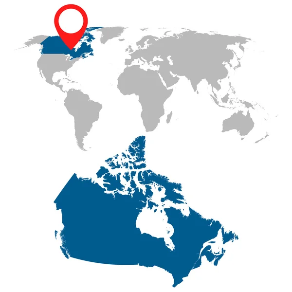 Mapa detalhado do Canadá e conjunto de navegação do mapa do mundo. Ilustração vetorial plana . —  Vetores de Stock