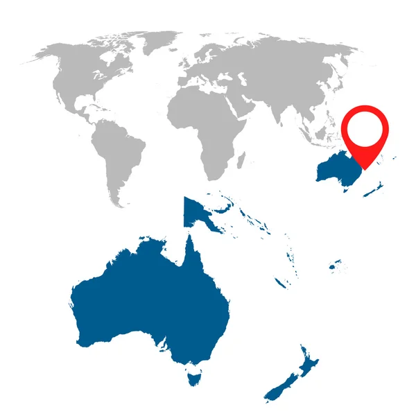 Mappa dettagliata dell'Australia, Oceania e set di navigazione mappe del mondo. Illustrazione vettoriale piatto . — Vettoriale Stock