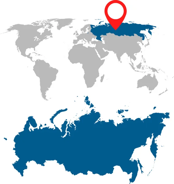 Mapa detallado de Rusia, Federación Rusa y el conjunto de navegación del mapa del mundo. Ilustración vectorial plana . — Vector de stock