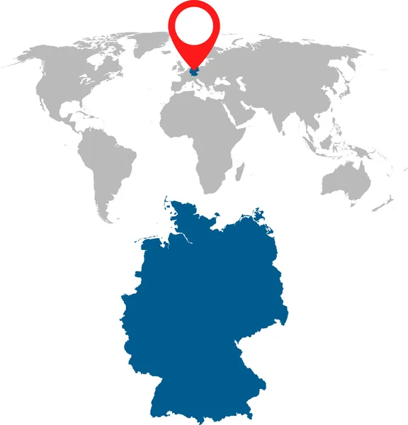 Ορίστε λεπτομερή χάρτη της Γερμανίας και παγκόσμια Χάρτης πλοήγησης. Επίπεδη διανυσματικά εικονογράφηση. — Διανυσματικό Αρχείο