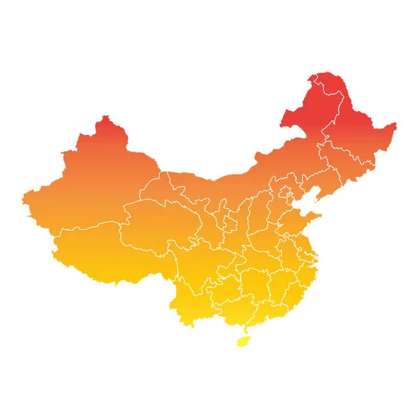 Карта Китая. Цветной оранжевый вектор на белом фоне — стоковый вектор
