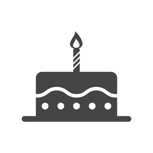 Születésnapi torta lakás ikonra. Friss pite muffin, fehér háttér — Stock Vector