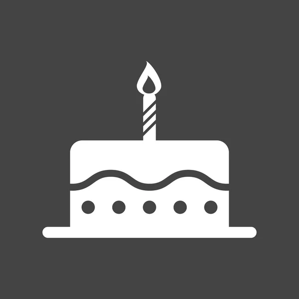 Születésnapi torta lapos ikonra. Friss torta muffin-fekete háttér — Stock Vector