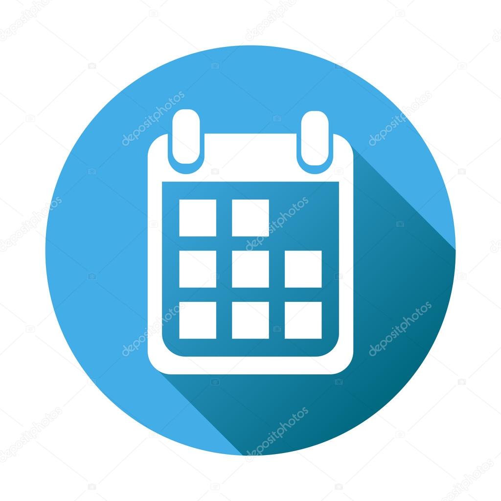 Calendar Icon On Blue Round Background Vector Illustration Flat Style Icons For Design Website Stock Vector Image By C Sanek