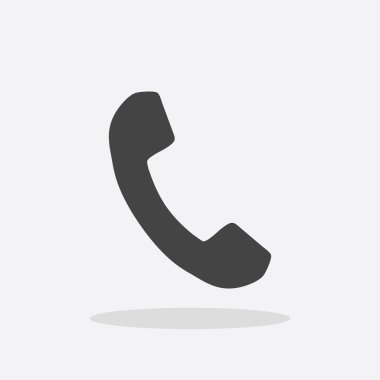 Düz tarzda telefon simgesi. Gölgeli beyaz arka plan üzerinde vektör çizimi.
