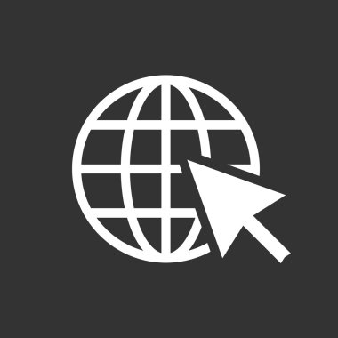 Web simgesini gidin. Internet düz vektör çizim siyah arka plan üzerinde web sitesi için.