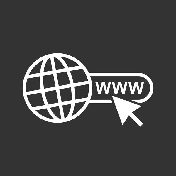 Vaya al icono de la web. Ilustración del vector plano de Internet para el sitio web en fondo negro . — Vector de stock