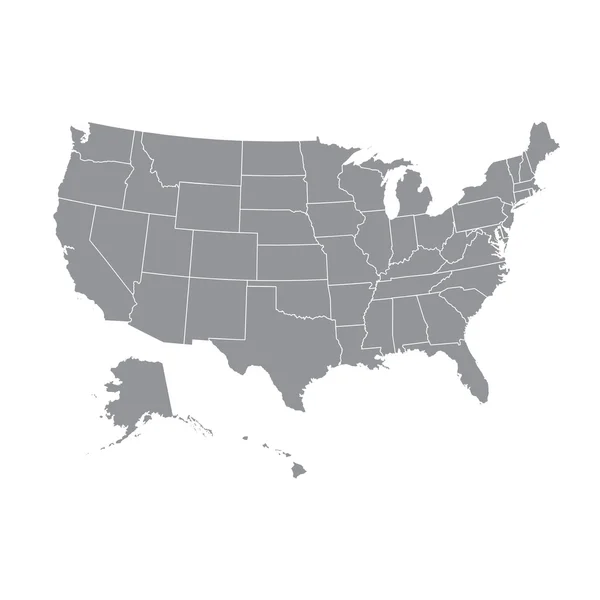 Mapa detalhado dos EUA com estados federais. Ilustração vetorial Estados Unidos da América . — Vetor de Stock