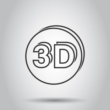 Düz stil 3D metin simgesi. Beyaz izole arkaplanda kelime vektör illüstrasyonu. Stereoskopik teknoloji iş konsepti.
