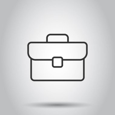 Düz bir evrak çantası simgesi. Beyaz izole edilmiş arka planda iş adamı çanta vektör çizimi. Portföy iş konsepti.