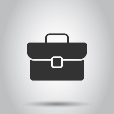 Düz bir evrak çantası simgesi. Beyaz izole edilmiş arka planda iş adamı çanta vektör çizimi. Portföy iş konsepti.