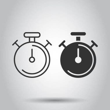 Düz bir saat simgesi. Beyaz izole arkaplanda vektör illüstrasyonunu izle. Zamanlayıcı iş konsepti.