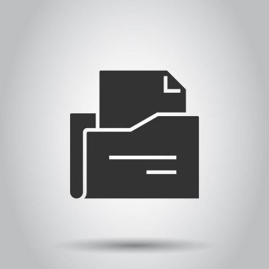 Düz biçimli dosya dizini simgesi. İzole edilmiş arkaplanda vektör illüstrasyonunu arşivler. Depolama işi konsepti.