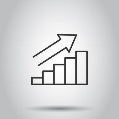 Grafik simgesi düz stil. Beyaz izole arkaplanda ok büyütme vektör illüstrasyonu. İş konseptini analiz et.