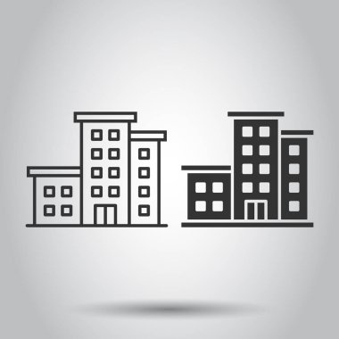 Ofis oluşturma simgesi düz tarzda. İzole arka plan üzerinde Daire vektör illüstrasyon. Mimarlık iş konsepti.