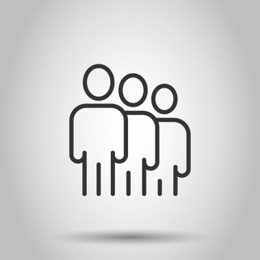 Düz bir şekilde iletişim ikonu. İnsanlar beyaz arka planda illüstrasyon oluşturuyorlar. Ortaklık iş konsepti.