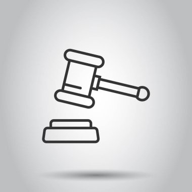 Açık arttırma çekici simgesi düz stil. Beyaz izole arkaplanda mahkeme işareti vektör illüstrasyonu. Mahkeme iş kavramı.