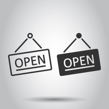 Düz stil açık işaret simgesi. İzole edilmiş beyaz arkaplanda erişilebilirlik vektörü çizimi. İleti işi kavramı.