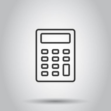 Hesap makinesi simgesi düz stil. Beyaz izole edilmiş arkaplanda vektör çizimini hesapla. Hesaplama işi konsepti.