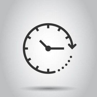 Düz bir saat simgesi. Beyaz izole arkaplanda vektör illüstrasyonunu izle. Zamanlayıcı iş konsepti.