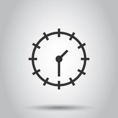 Düz bir saat simgesi. Beyaz izole arkaplanda vektör illüstrasyonunu izle. Zamanlayıcı iş konsepti.
