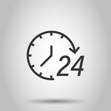 Düz bir saat simgesi. Beyaz izole arkaplanda vektör illüstrasyonunu izle. Zamanlayıcı iş konsepti.